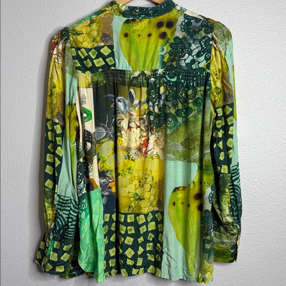 NOEN patchwork boho career viscose artsy art to wear old money blouse - Picture 5 of 6